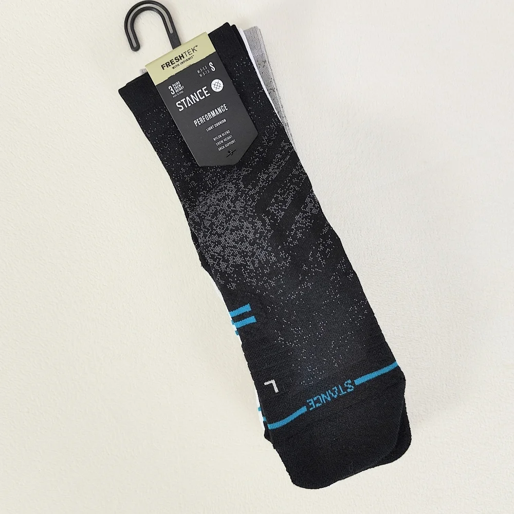 NEW! Stance Performance 3PK Run Light Crew Socks Men's Women's Size Small 5-7.5